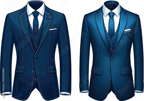 Blue color man tailored suit on white background Business suit business mens suit man in suit.