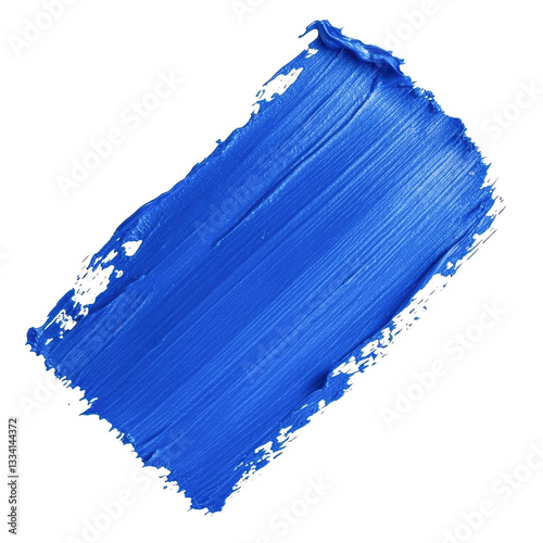 Vibrant streak of bold blue paint against white background