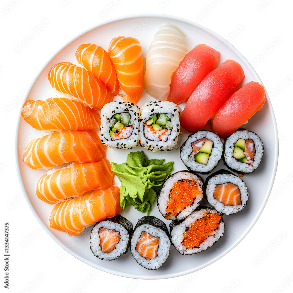 sushi on a plate isolated on transparent background Remove png, Clipping Path sushi on a plate isolated on transparent background Remove png, Clipping Path