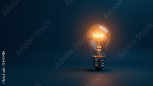 Illuminated Glass Bulb on Dark Background A Symbol of Bright Ideas and Solutions