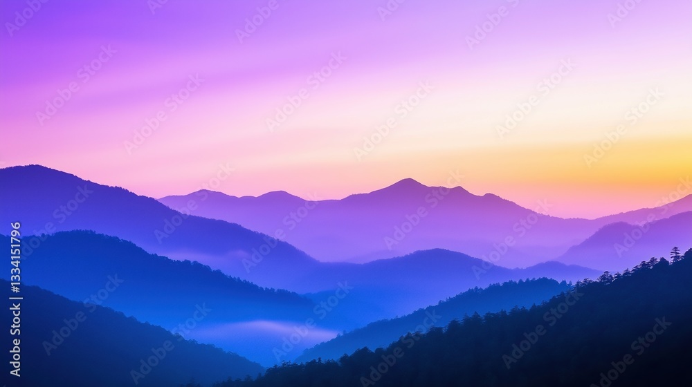 Fototapeta premium Vibrant hues illuminating tranquil mountain landscape