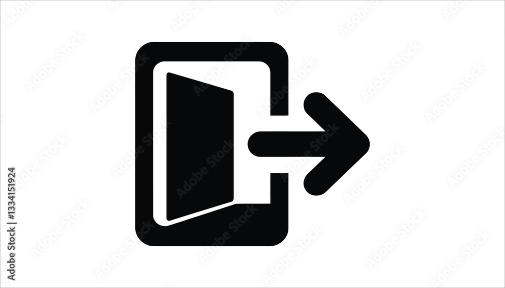 Exit Door Icon with Arrow. Emergency Exit, Logout, and Navigation Symbol. Exit Door Icon with Arrow. Emergency Exit, Logout, and Navigation Symbol.