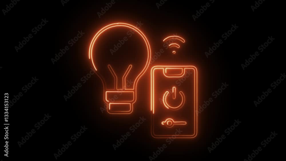Glowing neon smart lights control icon isolated on black background. HD Video motion graphic animation Glowing neon smart lights control icon isolated on black background. HD Video motion graphic animation