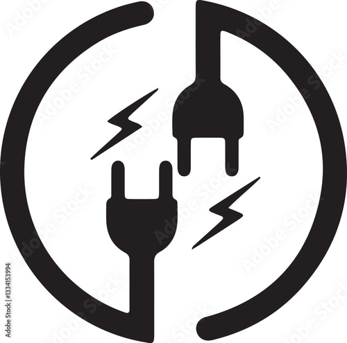 Illustration of electrical plugs connecting to each other, generating an electrical current