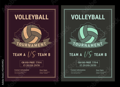 Volleyball Tournament Flyer Template  Championship Sports Event Poster Design Editable EPS for Game Night and Athletic Club Promotion  Perfect for Stock Market Uploads and Easy Customization.
