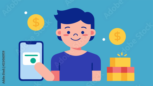 Emergency Fund A millennial cheerfully adding funds to a bank account labeled Emergency Fund on their banking app with a relieved expression.