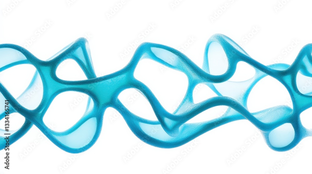 Abstract Blue Fluid Form with Twisting Shapes and Organic Texture Isolated on White Background Abstract Blue Fluid Form with Twisting Shapes and Organic Texture Isolated on White Background