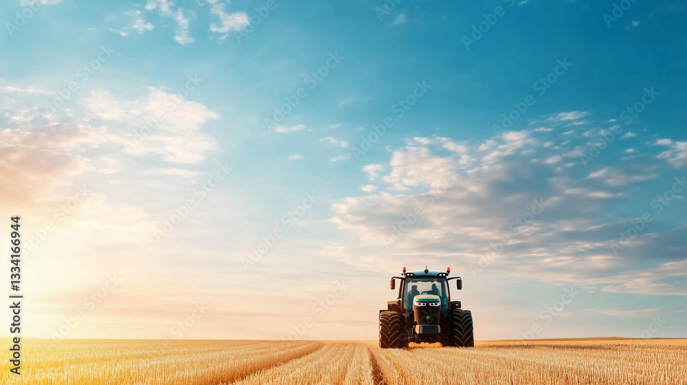 Fototapeta premium Farmland A high-tech tractor 