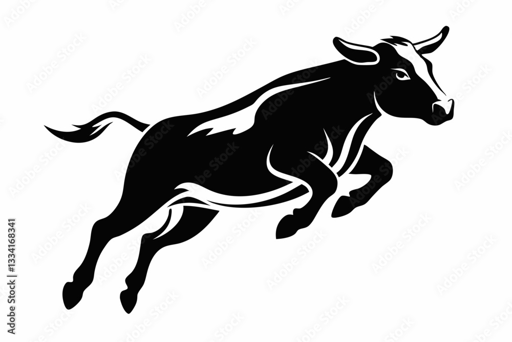 Fototapeta premium a cow is jumping line art silhouette vector illustration