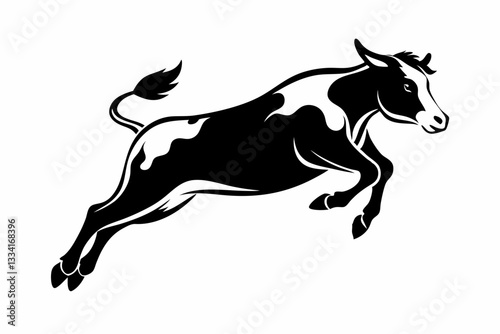 Wallpaper Mural a cow is jumping line art silhouette vector illustration Torontodigital.ca