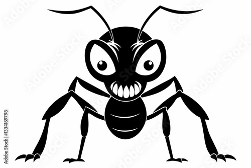 angry ant line art silhouette vector illustration