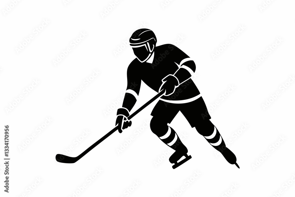 Fototapeta premium athlete hockey player minimalistic figure line art silhouette vector illustration
