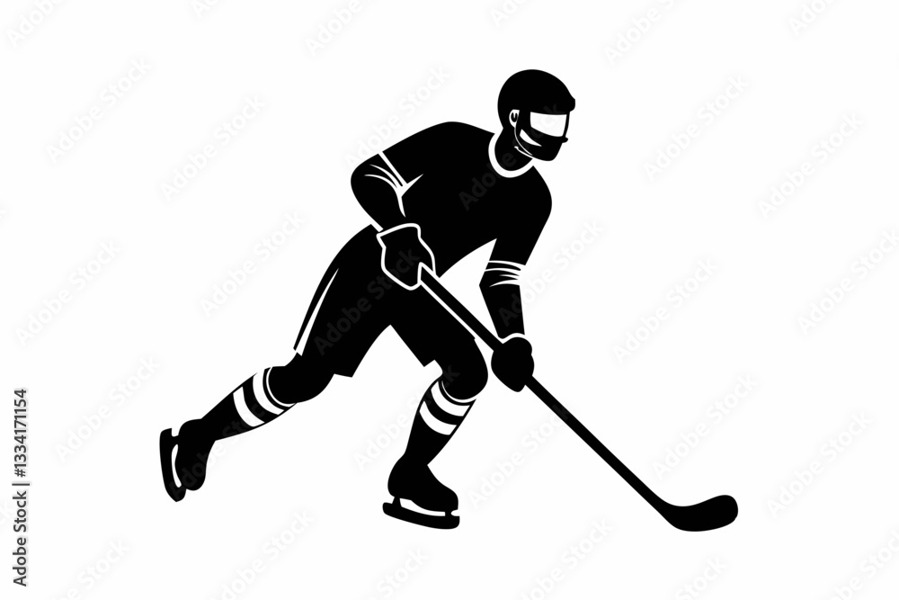 Obraz premium athlete hockey player minimalistic figure line art silhouette vector illustration