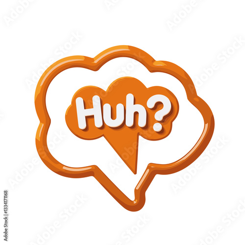 Huh speech bubble, inquisitive design, colorful illustration, copy space
