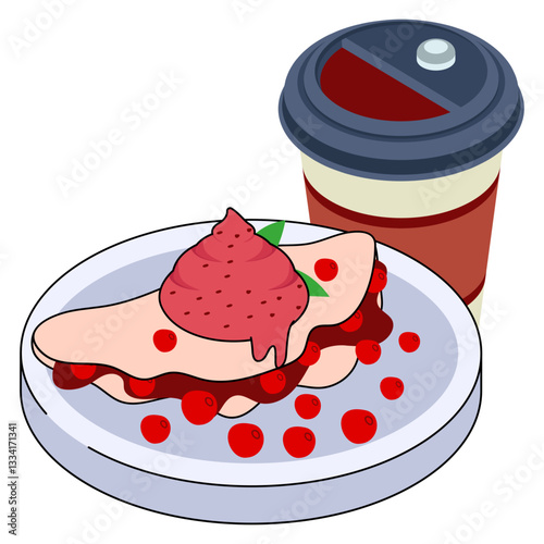 Lemon Blueberry Cream Cheese sandwich meal isometric Concept, Vegetarian Wrap with Beans and paneer vector icon design, Cooking breakfast symbol, Morning Meal Dishes Sign, Restaurant or cafe menu st