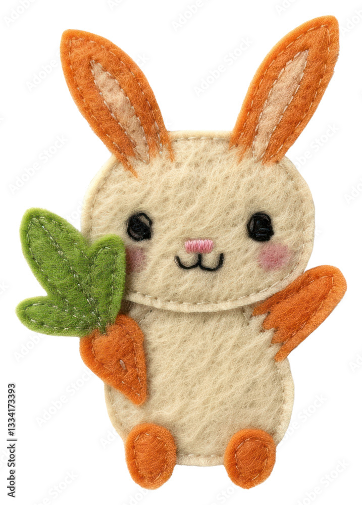Obraz premium PNG Felt stickers of a single rabbit holding carrot accessories accessory applique.