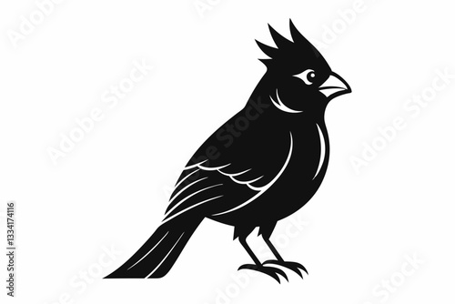 cardinal line art silhouette vector illustration