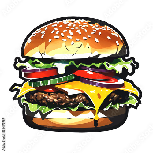 cheeseburger cartoon isolated vector illustration