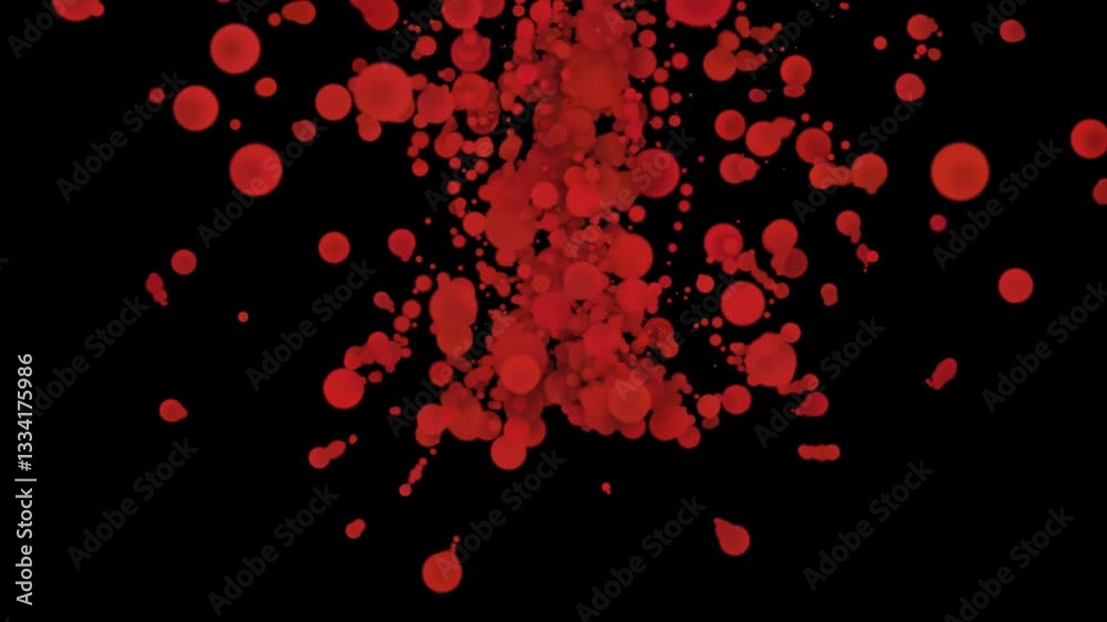 Abstract red particle flow in dark background