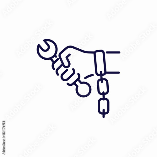 wrench chain icon sign vector