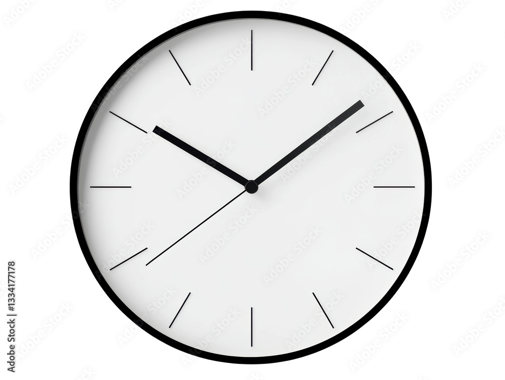 Isolated Simple Black and White Wall Clock Isolated Simple Black and White Wall Clock