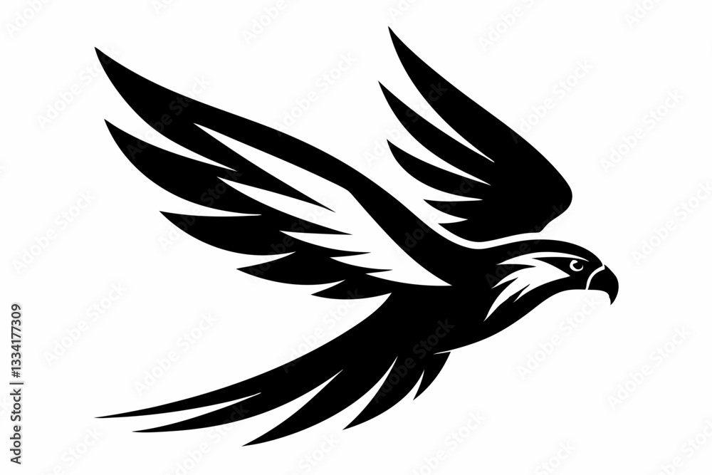 Obraz premium flying falcon bird logo icon line art silhouette vector illustration