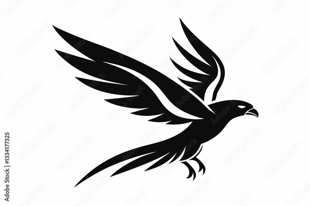 Fototapeta premium flying falcon bird logo icon line art silhouette vector illustration