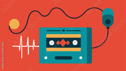 Recording Indicator An illustration showing the tape moving inside the recorder with sound waves emanating from the microphone to symbolize the confession being captured.