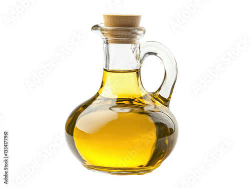 Isolated Olive Oil Pitcher with Cork Stopper