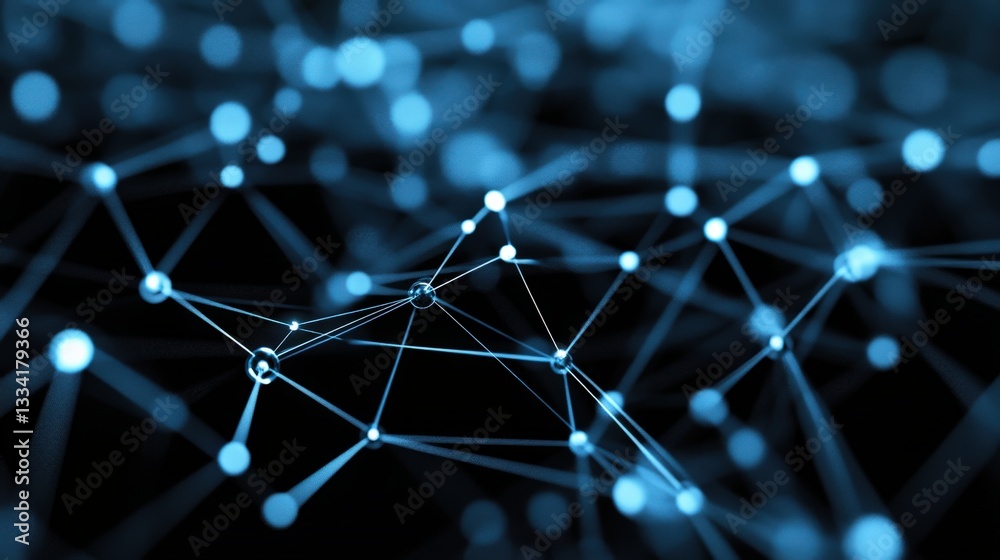 Obraz premium Abstract digital background with glowing blue lines and nodes in a network design concept