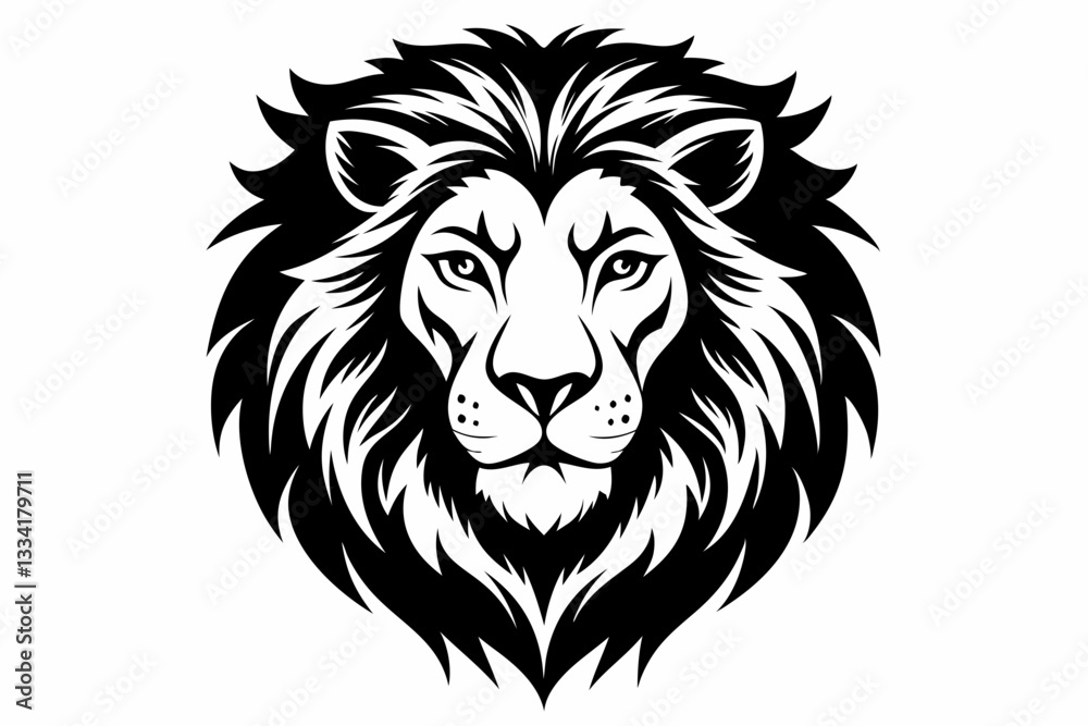 Fototapeta premium lion head icon line art silhouette vector illustration