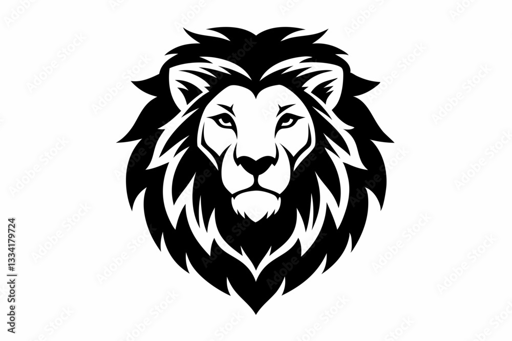Obraz premium lion head icon line art silhouette vector illustration