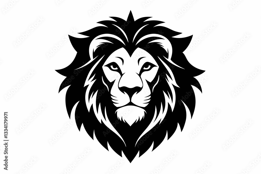 Fototapeta premium lion head icon line art silhouette vector illustration