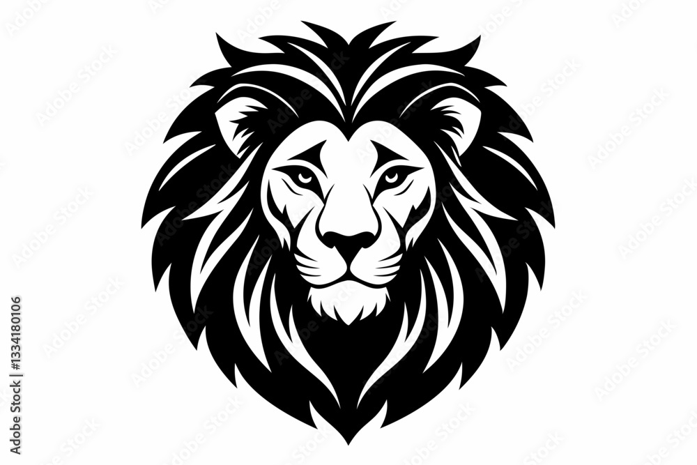 Fototapeta premium lion head icon line art silhouette vector illustration