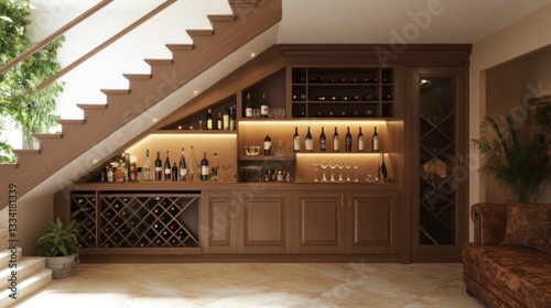 Under the Stairs Wine Cellar Design  A Luxurious Home Bar Concept