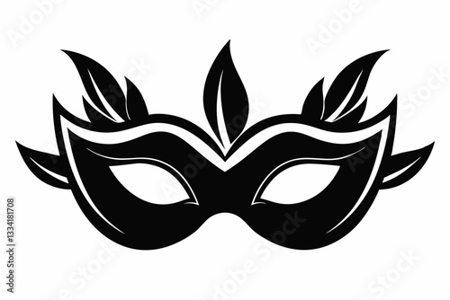 masquerade mask line art silhouette vector illustration