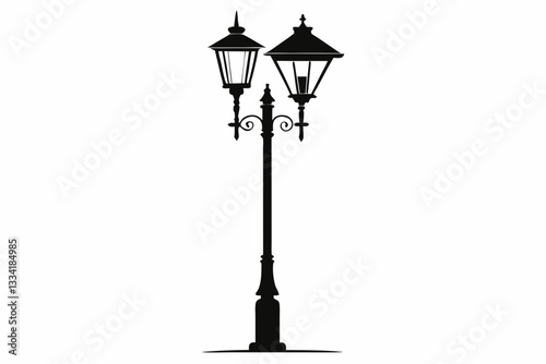 street light line art silhouette vector illustration