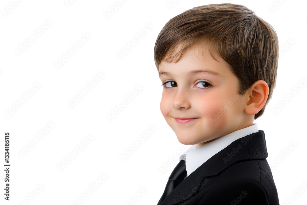 Isolated Adorable Young Boy in Suit with Brown Hair and a Gentle Smile Isolated Adorable Young Boy in Suit with Brown Hair and a Gentle Smile
