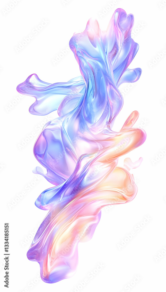 Abstract iridescent liquid swirls, pastel colors, flowing design