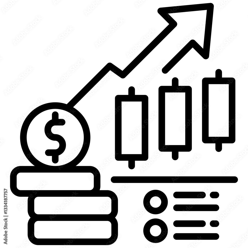 Stock Market icon in Outline Style. Simple Vector Design. Simple Vector Outline Icon Stock Market icon in Outline Style. Simple Vector Design. Simple Vector Outline Icon