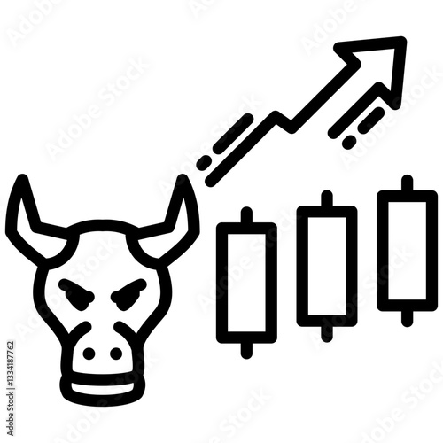Bull Market icon in Outline Style. Simple Vector Design. Simple Vector Outline Icon