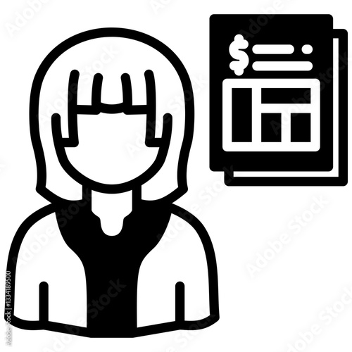 Bookkeeper icon in Mix Filled Style. Simple Vector Design. Simple Vector Outline Filled Icon