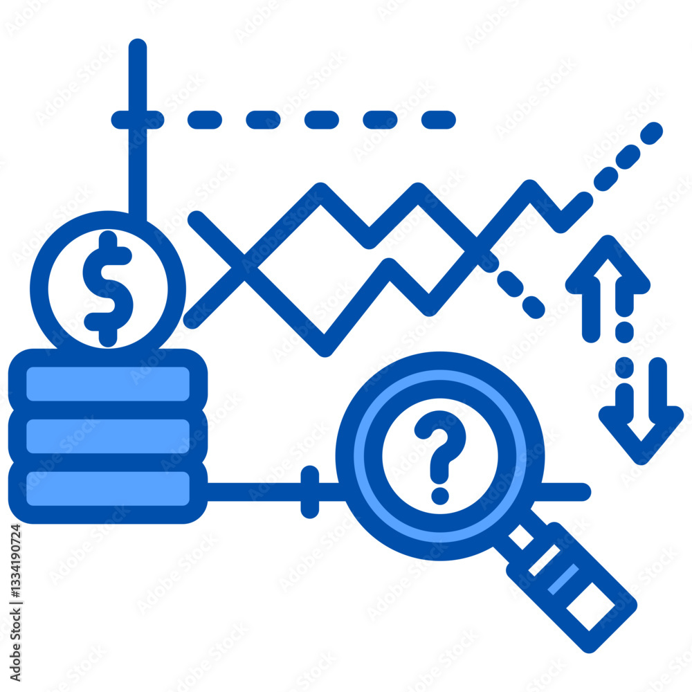 Predictive Chart icon in Blue Color Style. Simple Vector Design. Simple Vector Flat Icon Predictive Chart icon in Blue Color Style. Simple Vector Design. Simple Vector Flat Icon