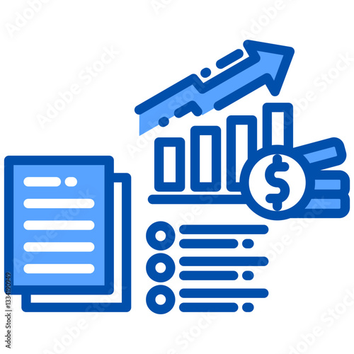 Data Analysis icon in Blue Color Style. Simple Vector Design. Simple Vector Flat Icon