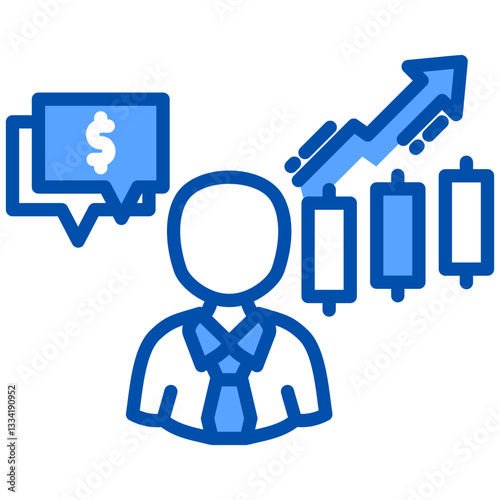 Broker icon in Blue Color Style. Simple Vector Design. Simple Vector Flat Icon