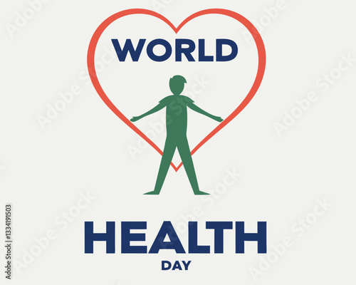 World Health Day: Green Human Figure Under Red Heart