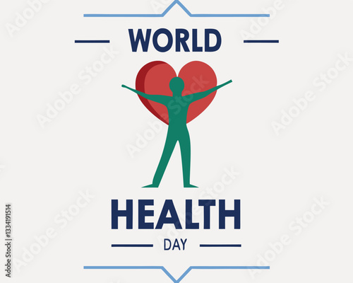 World Health Day: Green Human Figure Under Red Heart