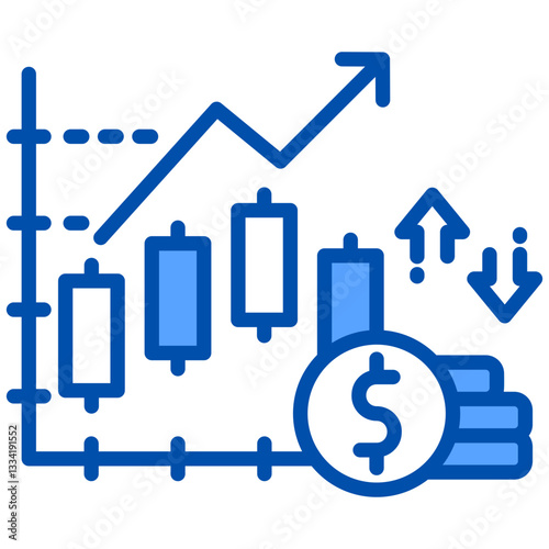Trading icon in Blue Color Style. Simple Vector Design. Simple Vector Flat Icon