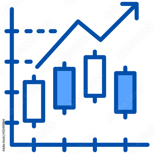 Candlestick Chart icon in Blue Color Style. Simple Vector Design. Simple Vector Flat Icon