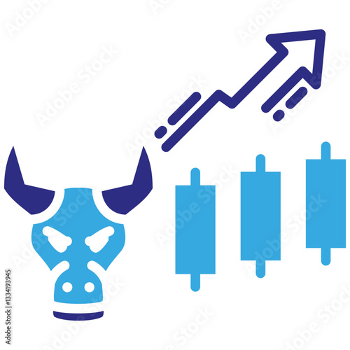 Bull Market icon in Glyph Dual Color Style. Simple Vector Design. Simple Vector Glyph Icon